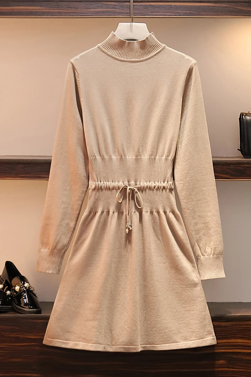 

19 New Large Size Women's Wear Fat Mm Mid-long Slender Knitted Skirt Dresses