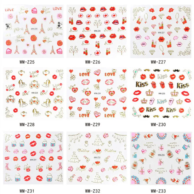 

New 3D Nail Sticker Cool stickers for nail Foil Love Heart Design Nails Accessories Fashion Manicure Sticker