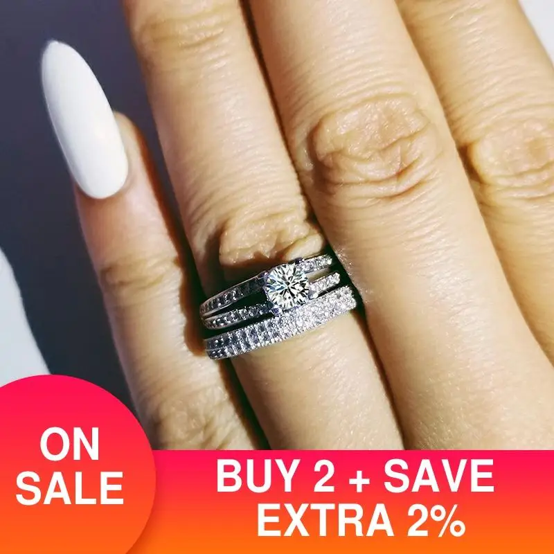 Женский комплект свадебных колец Moonso обручальное кольцо из стерлингового