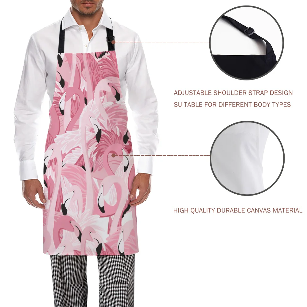Tophome Кухонный Фартук Розовый фламинго печатных регулируемые без рукавов Фартуки