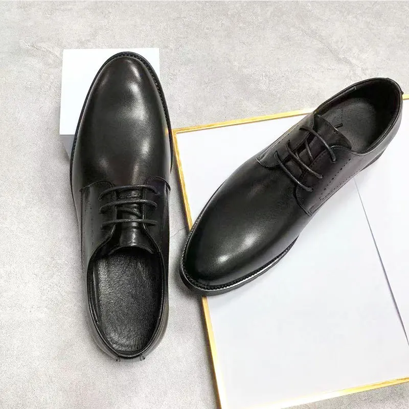 

Черные офисные туфли для вечеринок, мужские весенние мужские модельные туфли, деловые туфли из натуральной воловьей кожи на резиновой подо...