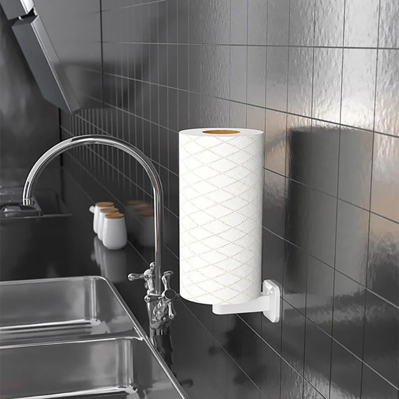 

Wall Mount Paper Towel Holder Adhesive No Drilling Tissue Paper Towel Roll Holder for Kitchen Bathroom Toilet Paper Dispenser