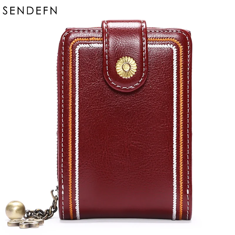 Кошелек из натуральной кожи тройной складной женский держатель для карт с