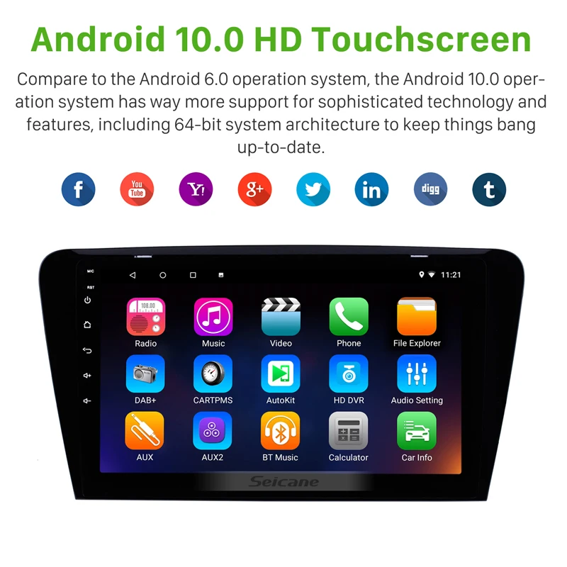 Seicane 10 1 ''HD 1024*600 автомобильное радио Android 0 для 2015 2016 2017 SKODA Octavia (UV) GPS