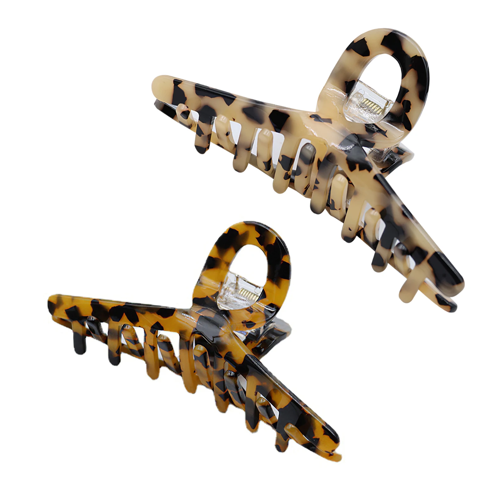 

2pcs Large Leopard Hair Clip Holder Firmly Elegant Decorative Wear-Resistant Retro Hairpin Tortoise Barrette For Bathing Travel