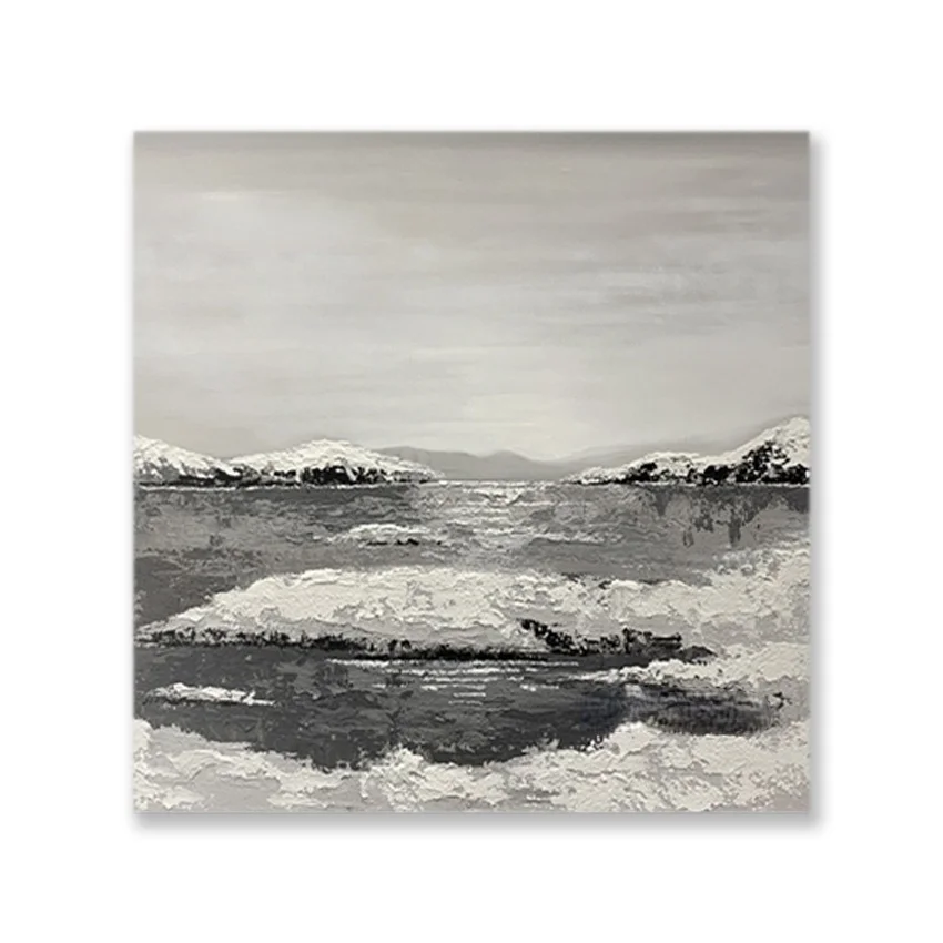 

No Framed Hand Painted Black And White Painting Heavily Textured Thick Acrylic Design Oil Painting On Canvas Dropshipping Wall