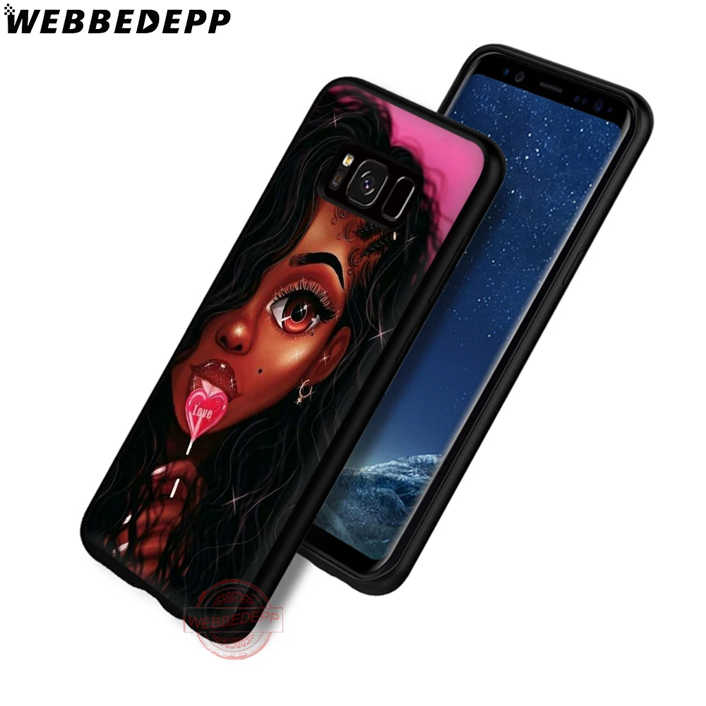 WEBBEDEPP Animated Black Girls Soft Phone Case for Samsung S6 S7 Edge S8 S9 S10 Plus J4 J6 J7 J8 Note8 9 10 |