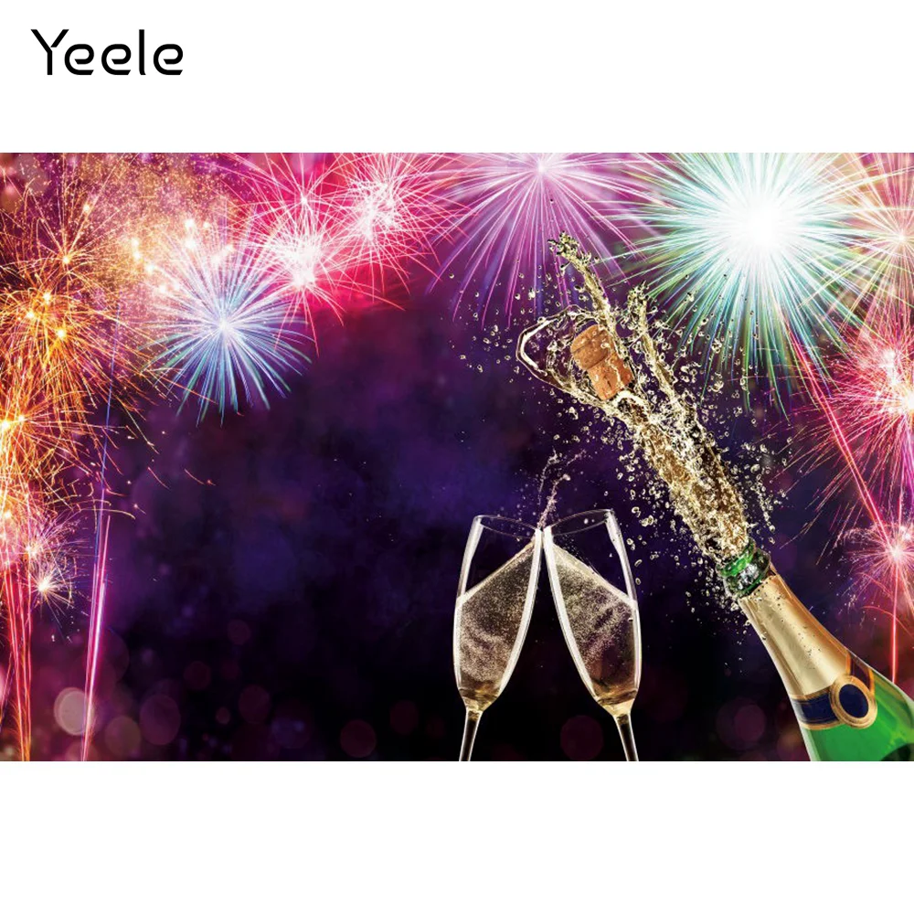 

Yeele 2022 Happy New Year Photocall Wine Fireworks Champagne Photography Backdrop Photographic Backgrounds For Photo Studio