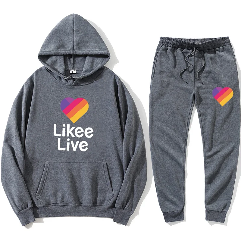 

2021 men's love Hoodie + trousers autumn winter Hoodie sweatpants fashion slim men's women's Hoodie trousers hip hop Pullover