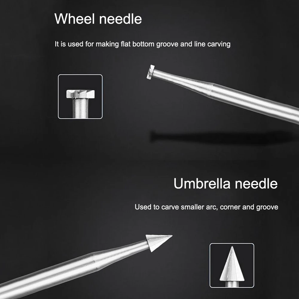 

2.35 Handle 4pcs Electric Nuclear Carving Knife Set Olive Core Carving Needle Bit Electric Wood Micro-carving Accessories