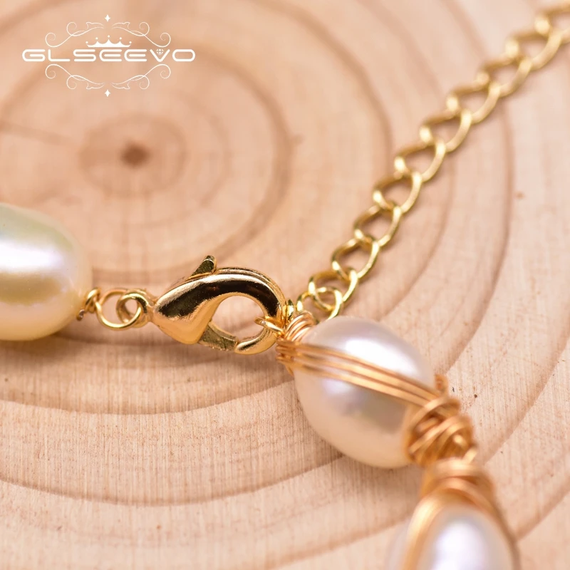 GLSEEVO натуральный пресноводный белый жемчуг двухслойные браслеты и для женщин