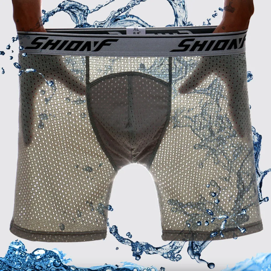 

NewPanties Boxer Briefs Trunks Mesh Long Style Men Super Male Big Super Larger Size 7XL Sports Underwears Comfy Colors