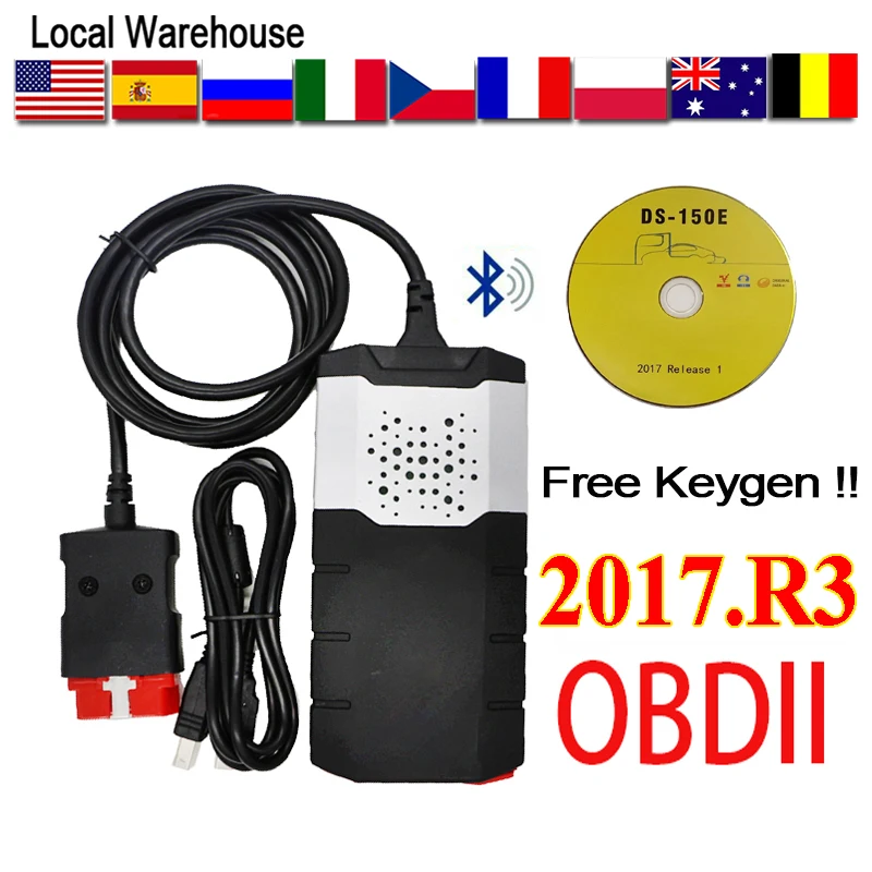 VCI Obd Obd2 сканер 2020 новейший 2017 R3 delфин Ds150e 2017.R1 Bluetooth для профессионального