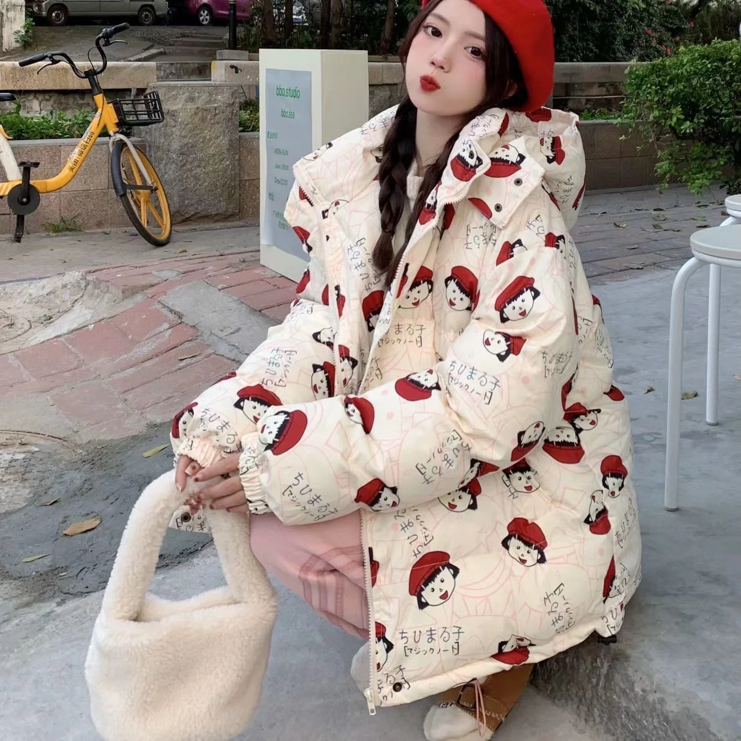 Новинка 2021, модная женская зимняя куртка в Корейском стиле, куртка с капюшоном с длинным рукавом и мультяшным аниме, пальто, одежда, парки, То... от AliExpress RU&CIS NEW