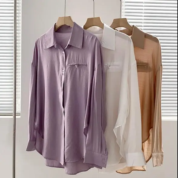 

ZHISILAO New Solid Elegant Blouse Women Vintage Office Ladies Loose Long Sleeve Shirts Mujer Spring 2021 Tops Formal Blousa