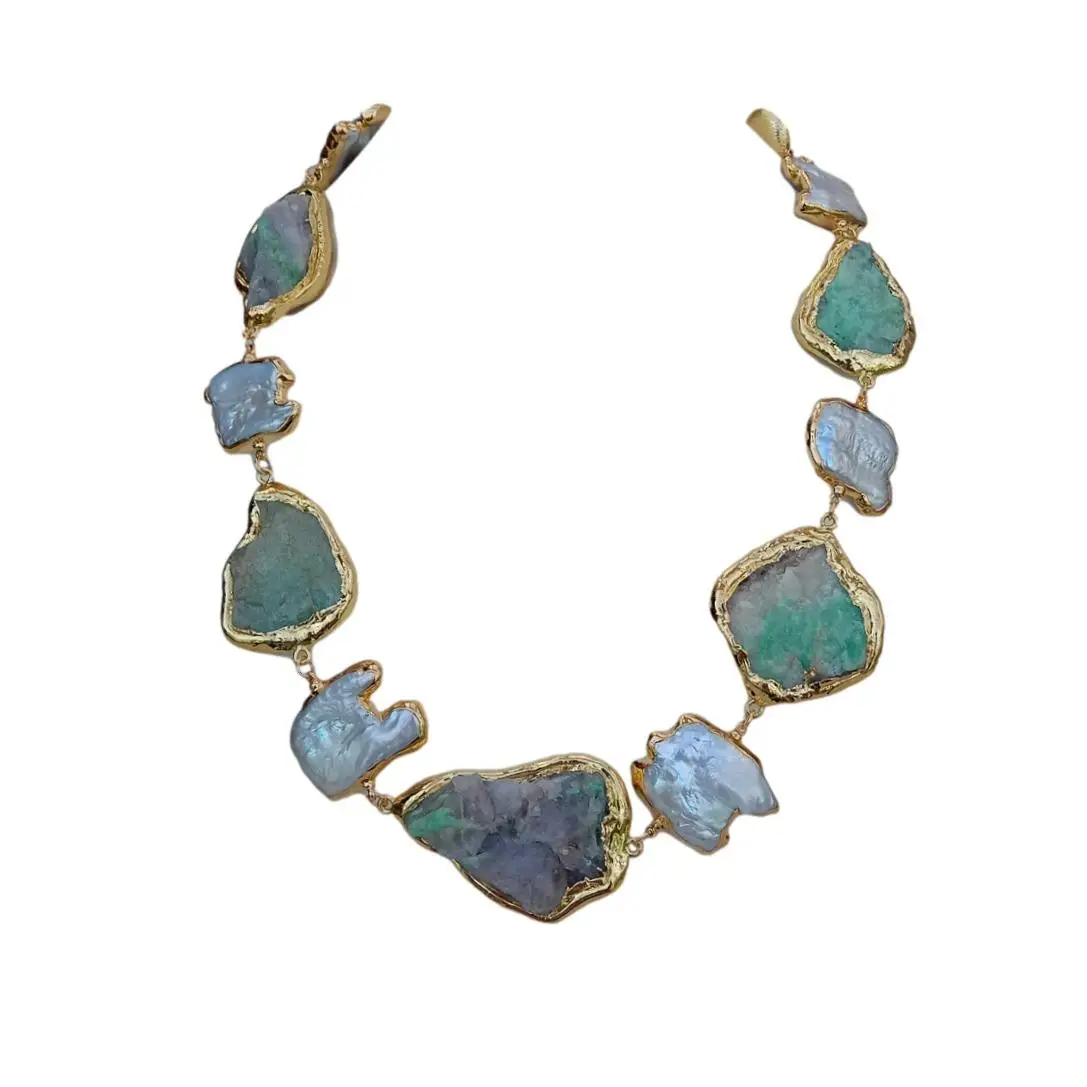 Y · YING культивированное белое жемчужное ожерелье Кеши натуральные зеленые эмеры