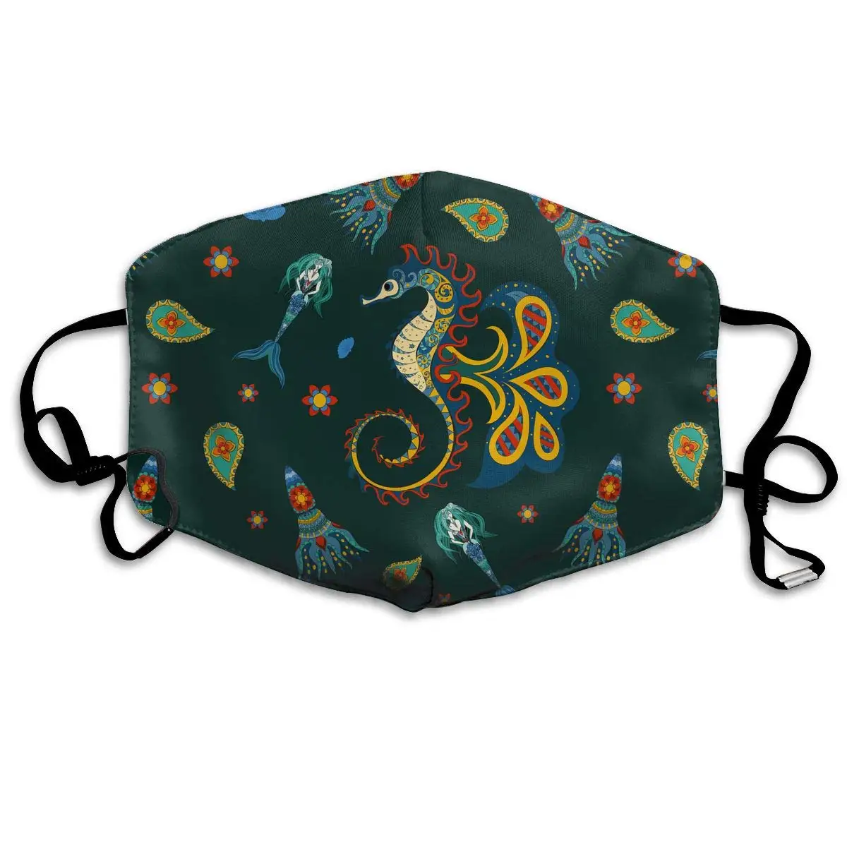 

Beautiful Mermaid Cartoon Washable Reusable Mask, Cotton Anti Dust Half Face Mouth Mask For Kids Teens Men Women With