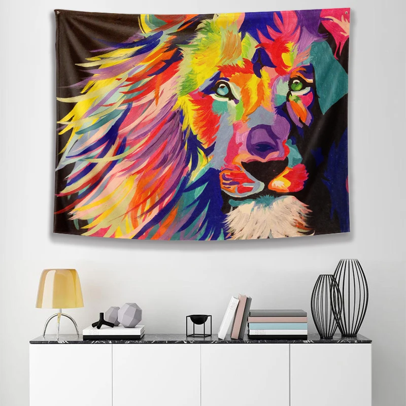 

Psychedelic Scene Home Art Decoration Tapestry Hippie Bohemian Wall Decoration Lion King Bedroom Sheet Mandala Carpet