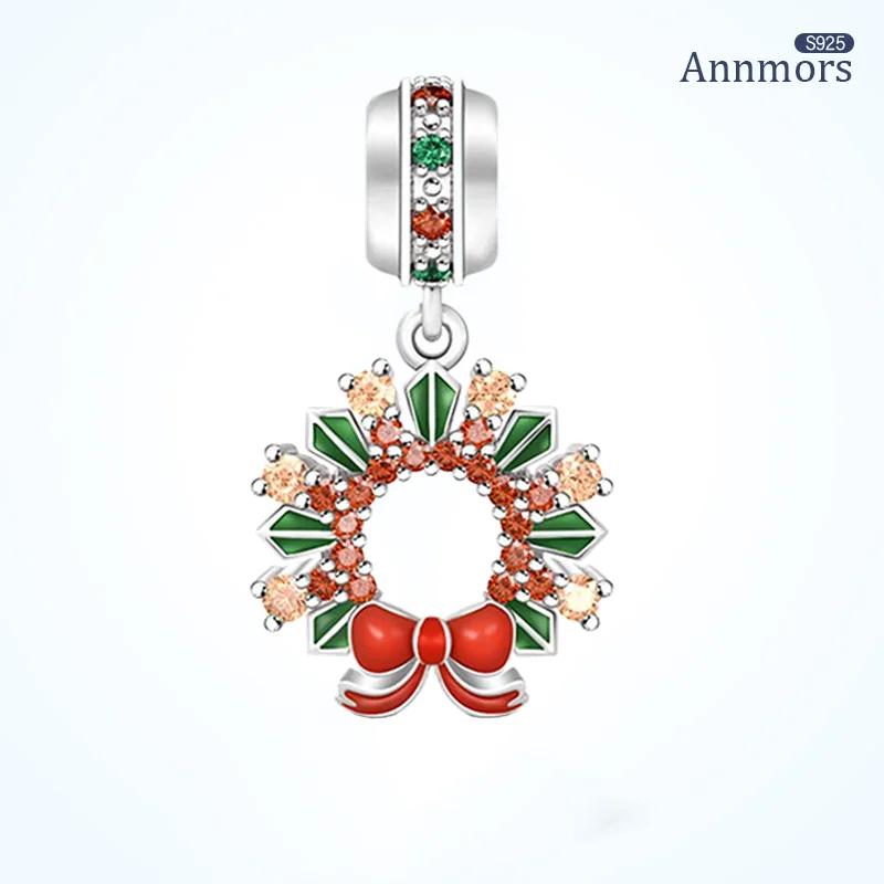 

Christmas Bracelet Beads Silver Plated Enamel Garland Fits Original Bracelets Charms Christmas Gifts BeadsFlower