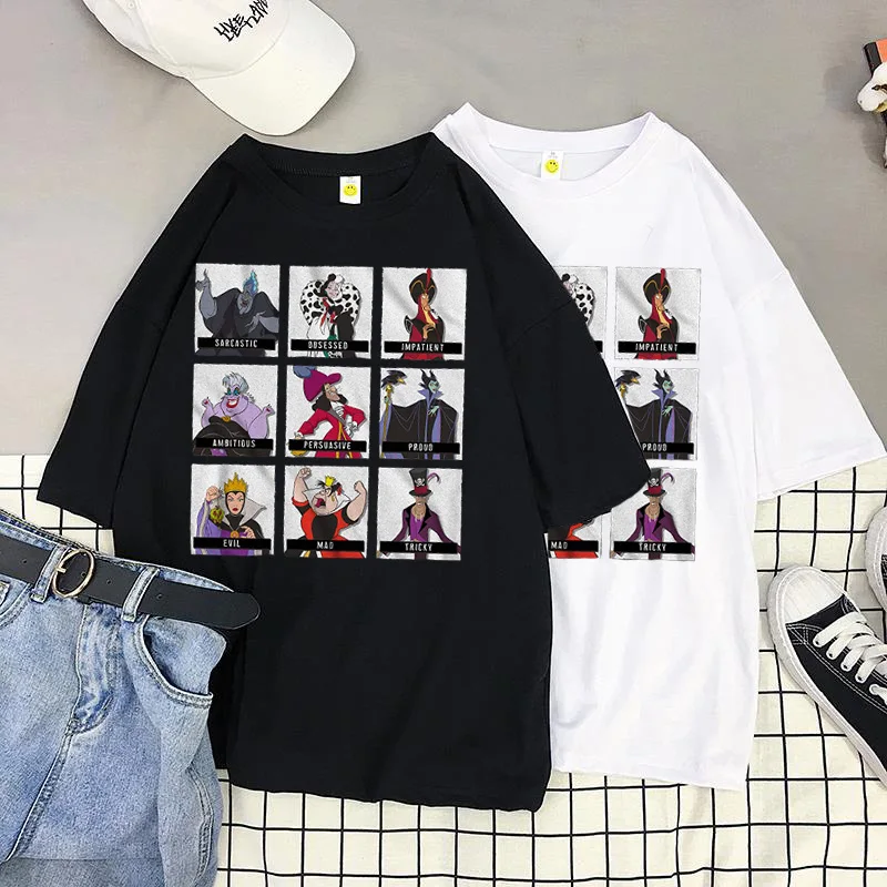 

2021 Disney Cartoon T-shirt New Fashion Villains Bad Girl Have More Fun t-shirt Graphic Tops Tees 90s Harajuku T-shirt Gothic