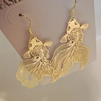 fashion koi earrings personality metal piece pendant earrings hollow big earrings for women gift jewelry fish earrings 2020