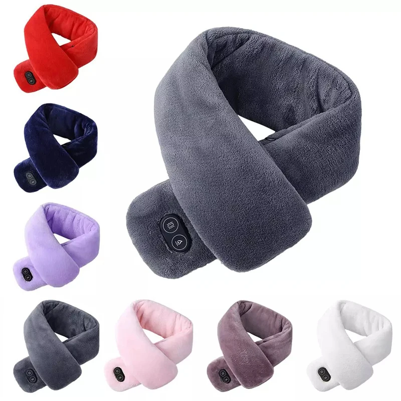 

USB Heating Scarf Women Men Thick Warm Electric Heated Neck Warmer Scarf For Outdoor Camping Hiking Cycling New