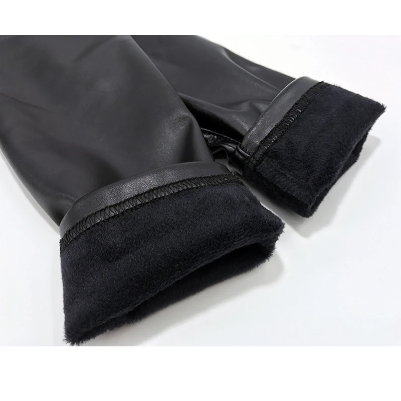 Осенние утепленные Повседневные Брюки Jegging сексуальные кожаные брюки черные