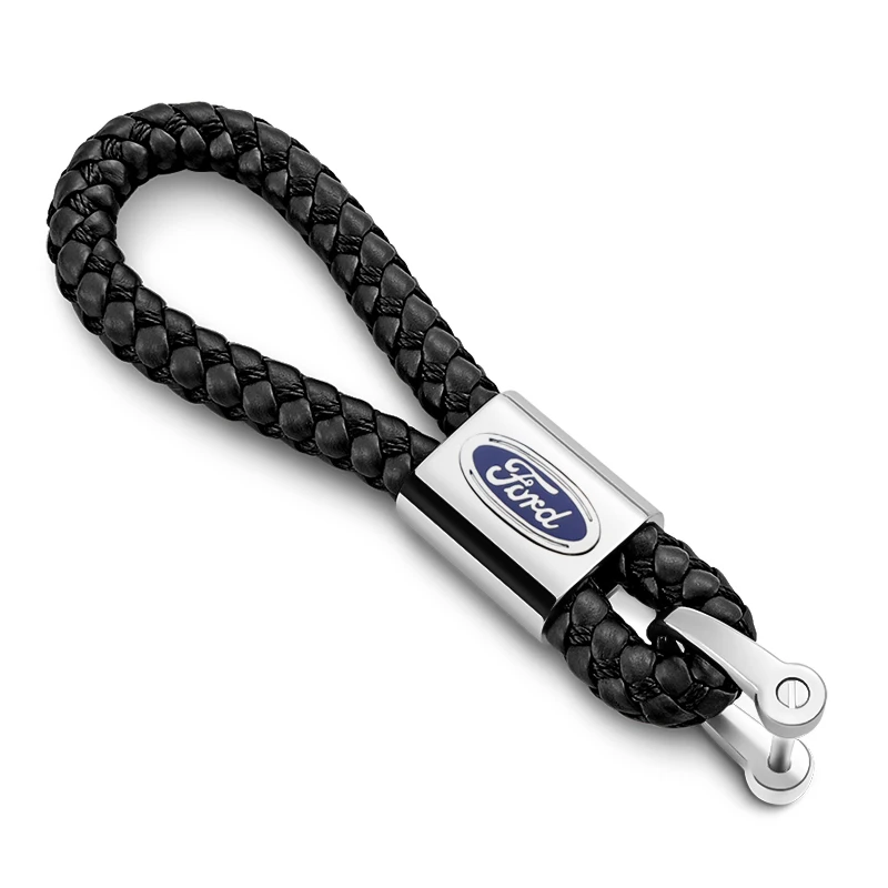 

Luxury Car Styling Keychain Leather Hand Woven Rope Horseshoe Buckle Keyring Gifts For Ford Fiesta Focus 2 Escort Mondeo Winning