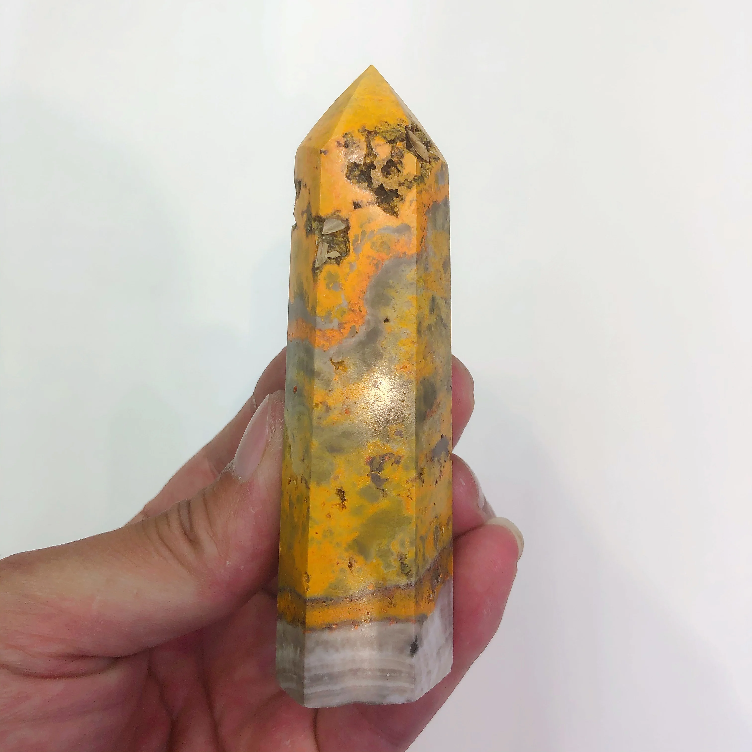 

1pc Natural Crystals Quartz Bumblebee Tower Energy Point Reiki Stone Room Home Office Aquarium Decoration Accessories Gemstone