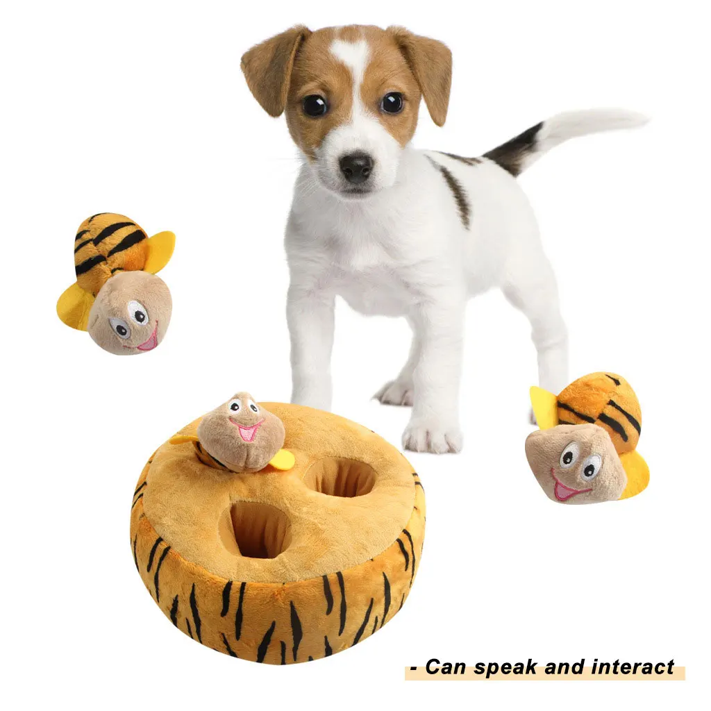 Fleece Dog Squeak Toy Bite Resistant Dog Training Supplies Cute Soft Dog Puzzle Bee Shape Funny Pet Products for Medium Dogs New