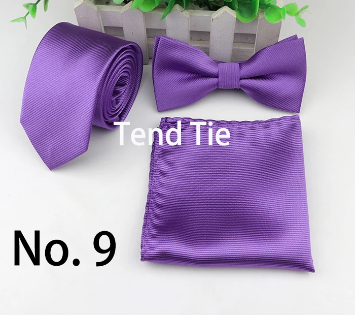 Strip Colorful Neck Tie Set For Men Slim Necktie Bowtie Handkerchief Suit Ties Cravat Butterfly Corbatas