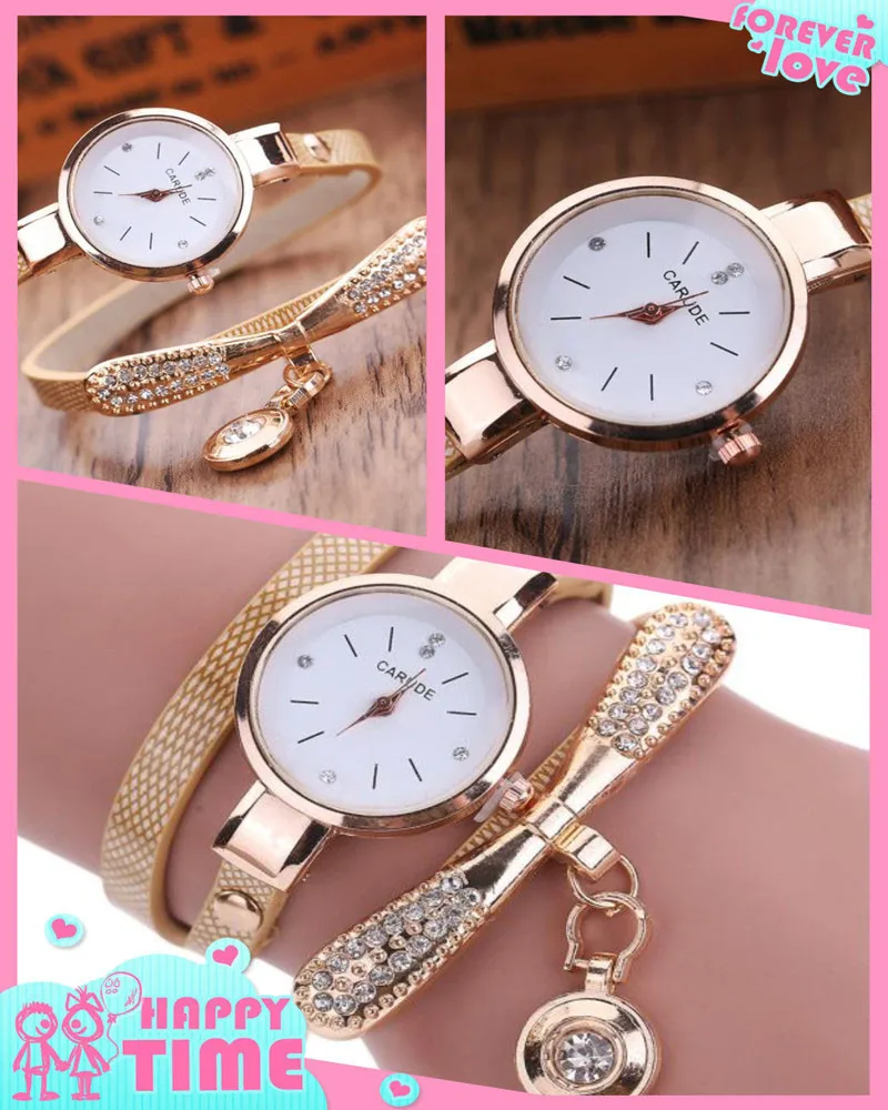 Модные женские часы кожаные Стразы аналоговые кварцевые наручные 2020 montres femmes 03