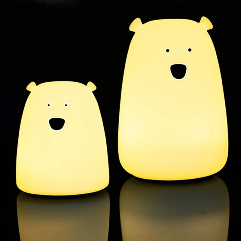 

2021 Hot LED Colorful Night Light Animal Bear Silicone Soft Cartoon Baby child Nursery Lamp for Children Gift