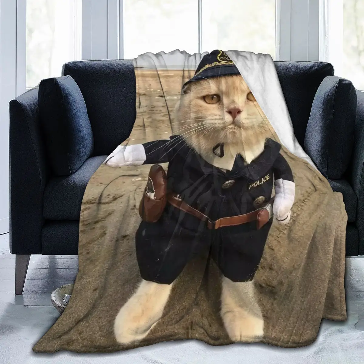 

Cat officer soft flannel blanket children's bed sheet baby bag sofa bedding and Duvet Cover