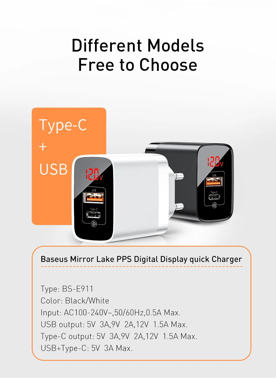 Baseus USB зарядное устройство Быстрая зарядка 3,0 для iPhone samsung huawei 18W Быстрое настенное зарядное устройство цифровой дисплей телефон зарядное устройство адаптер
