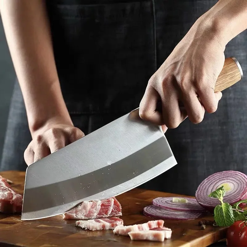 

SHUOJI 4Cr13 Chef Knife 7 inch Chinese Kitchen Knives Meat Fish Vegetables Slicing Knife Super Sharp Blade Rosewood Cleaver