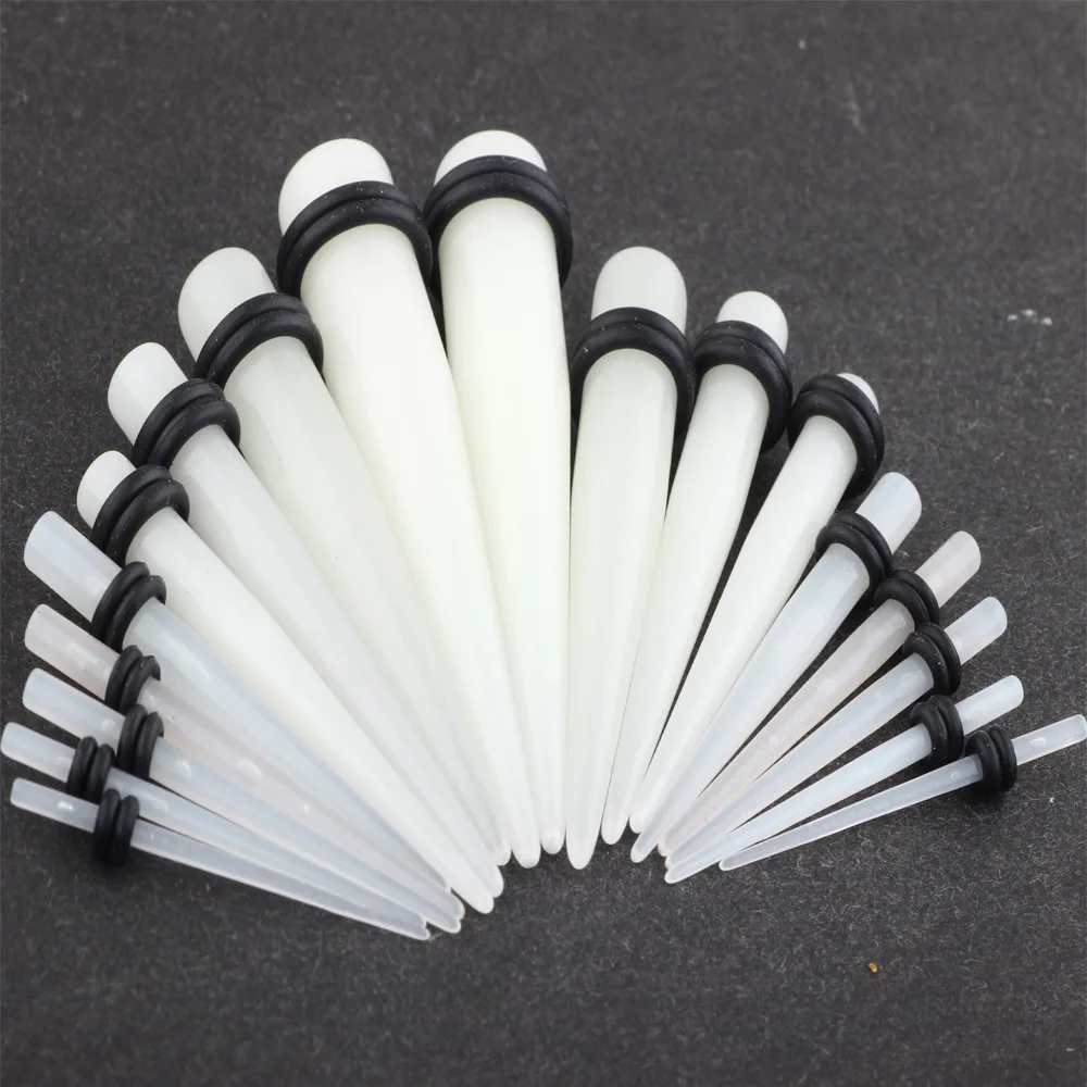 1 пара/лот мягкий светящийся в темноте УФ акриловый белый Ухо Растяжка пирсинг