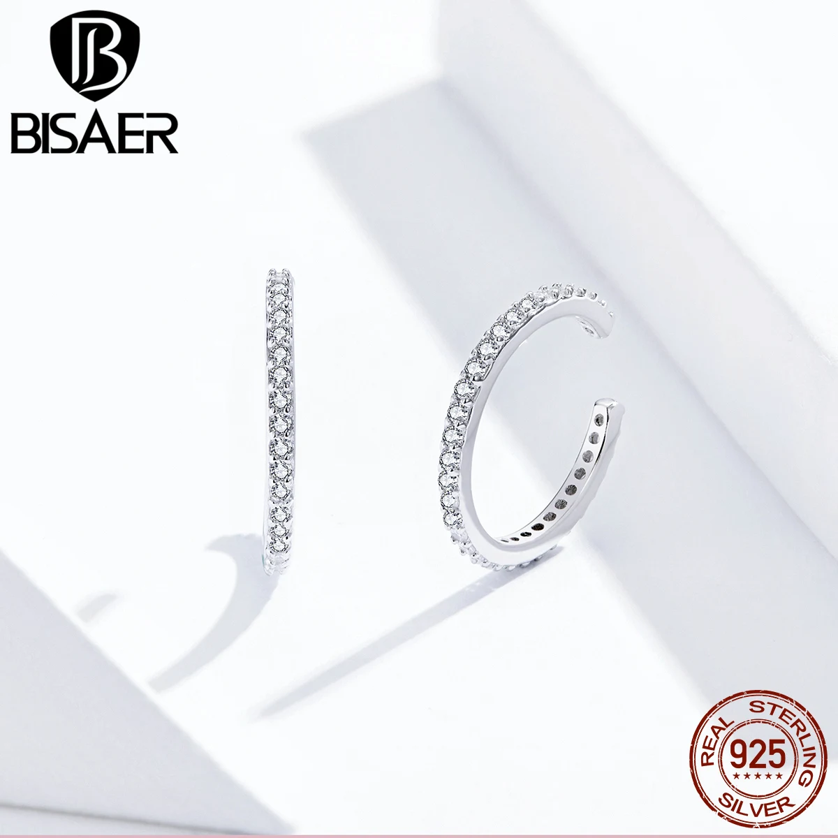 Серьги Клипсы из серебра 925 пробы с блестящим кубическим цирконием