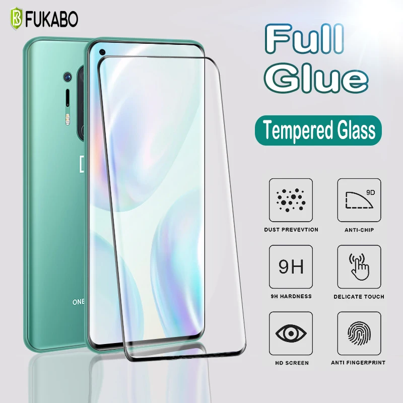 Изогнутое закаленное стекло с полным покрытием желе для OnePlus 8 7 Pro Защита экрана One