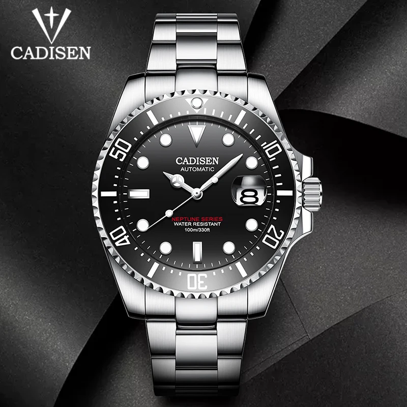 CADISEN DESIGN Men Watch Mechanical Top Luxury Brand Swim Wristwatch Stainless Steel Automatic Japan NH35A Reloj hombres | Наручные часы