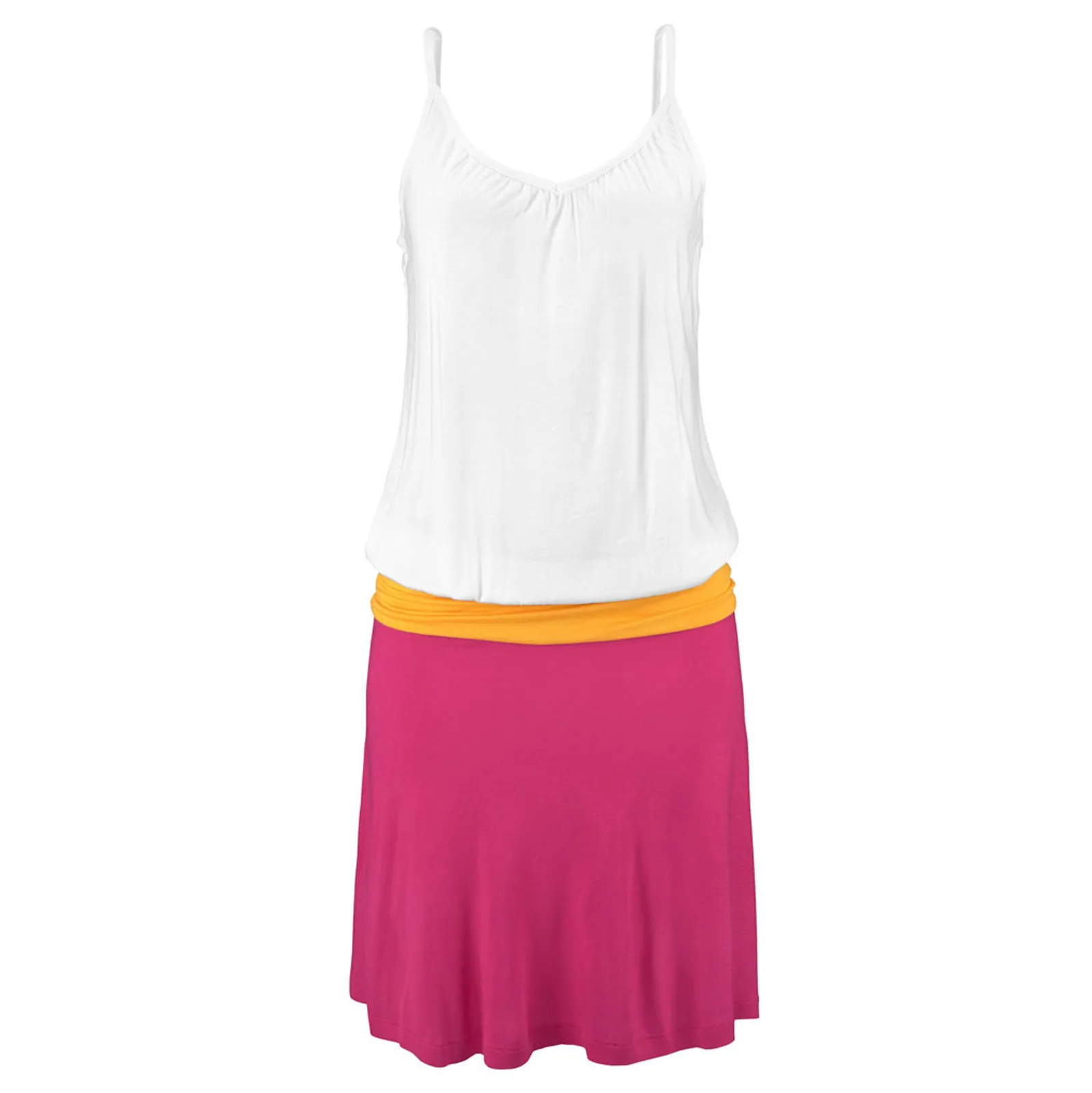 

Women Beach Dress Sleeveless V-neck Patchwork Above Knee Dress Party Dress Bohemian Sleeveless Suspender Stitching Dress