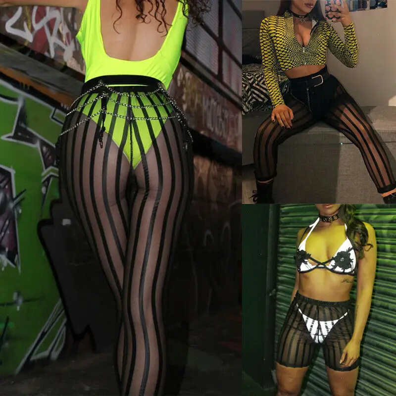 Women High Waist See-Through Lace Mesh Pants Summer Beach Long Trousers Sheer Sexy | Женская одежда