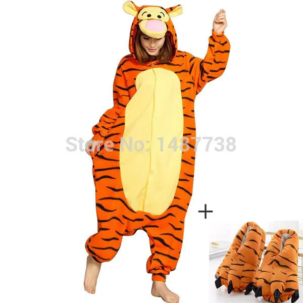 Тигра Прекрасный тигр костюм косплей зима пижамы пижамы Sleepsuit пижамы Onesie - Цвет: CAMEL