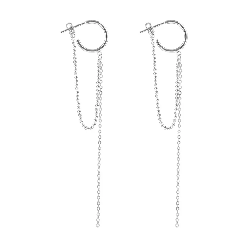 

Modern Jewelry Metal Earrings Back Hung Simple Fashion Design Geometric Long Tassel Earrings For Party Gifts