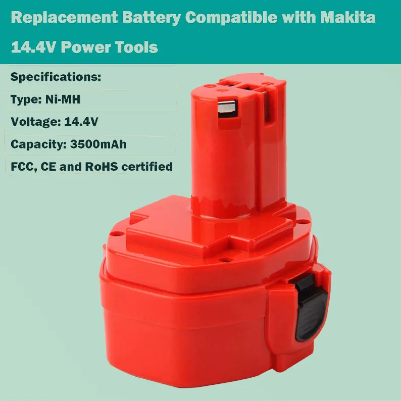 

Powtree PA14 14.4V 3500mAh Ni-MH outils électriques Batteries rechargeables pour Makita 1420 1422 1433 1434 1435 92600-1, 6281D