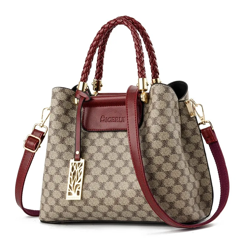 

Fashion Luxury Printed Pattern High Quality Leather Women's Shoulder Bag 2021 New Handbag Messenger Large Capacity Female Bag