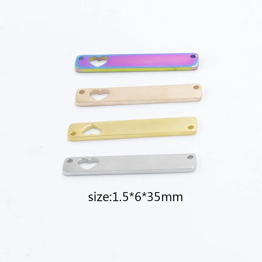 Нержавеющая сталь Зеркальная полировка прямоугольник пустой бар кулон 1 5*6*35 мм