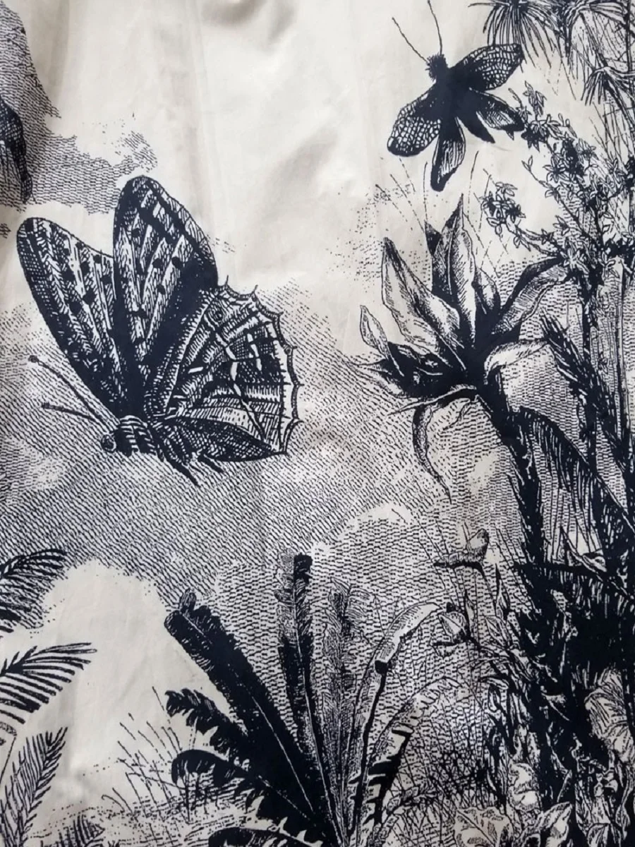 

women's Big-name cotton summer 3D printing high waist pleated skirt 2021New women's fashion all-match large-length skirt XL