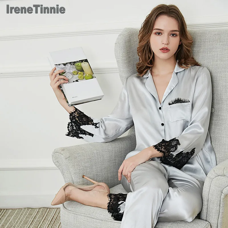 Женский пижамный комплект из 100% натурального шелка 2020|Комплекты пижам| |