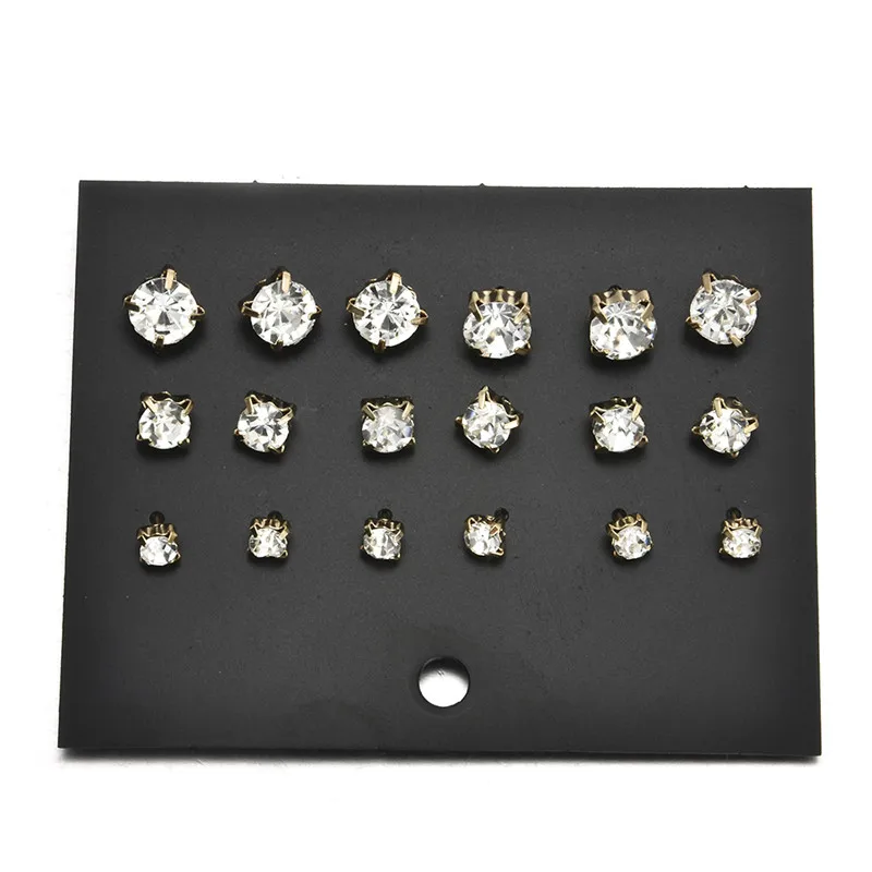 9 пар смешанных Размеры белый Цвет квадратные серьги гвоздики из циркония